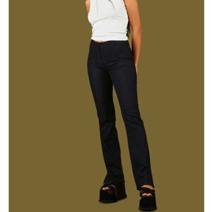 UNIF Kira Pinstripe Pants Charcoal Flare with Leg Slit Stretch Size 23